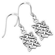 Small Rectangle Celtic Knot Silver Earrings, ep245